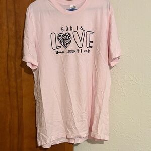 Pink Graphic T-Shirt with Heart Design